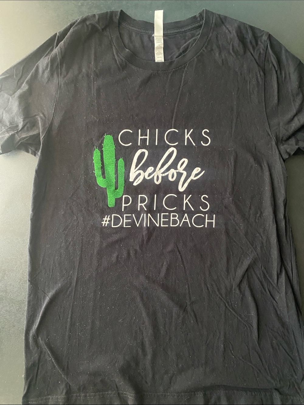 Bella Canvas Black Tee with Green Cactus Graphic